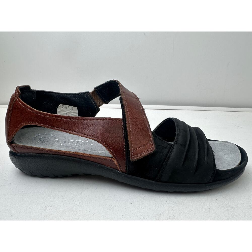 Naot Papaki Black & Cinnamon Leather Comfort Sandals Women's Sz 7 - Picture 3 of 10